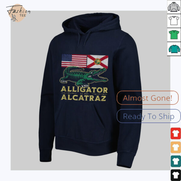 Alligator Alcatraz with US flag and Florida state flag shirt
