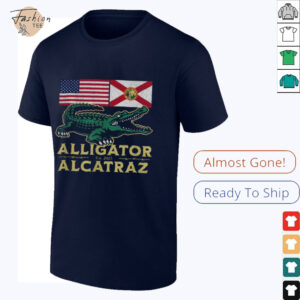 Alligator Alcatraz with US flag and Florida state flag shirt