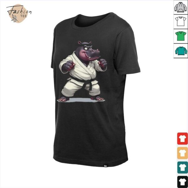 Combative Hippo wearing a GI in fight pose 1   Fan Fun Long Sleeve Shirt