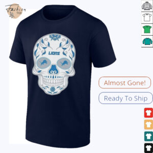 Detroit Lions Skull Printed Vintage Men’s Oversized Shirt