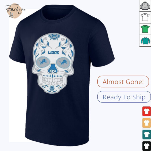 Detroit Lions Skull Printed Vintage Men’s Oversized Shirt