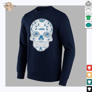Detroit Lions Skull Printed Vintage Men’s Oversized Shirt