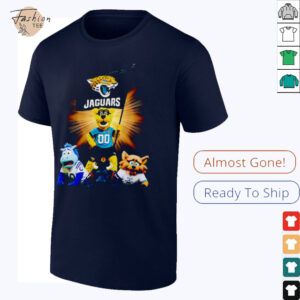Jacksonville Jaguars mascot standing with flag shirt