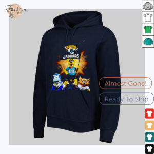 Jacksonville Jaguars mascot standing with flag shirt