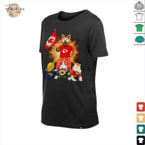 Kansas City Chiefs mascot standing with flag shirt