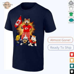 Kansas City Chiefs mascot standing with flag shirt