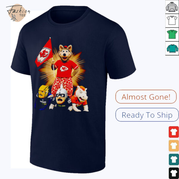Kansas City Chiefs mascot standing with flag shirt