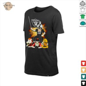 Las Vegas Raiders mascot standing with flag shirt