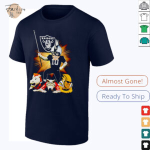 Las Vegas Raiders mascot standing with flag shirt