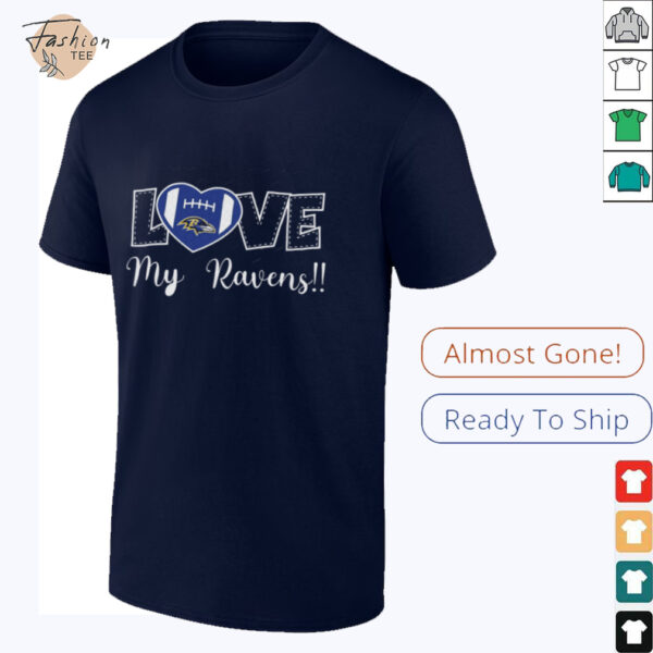 Love My Ravens Heart Football Shirt