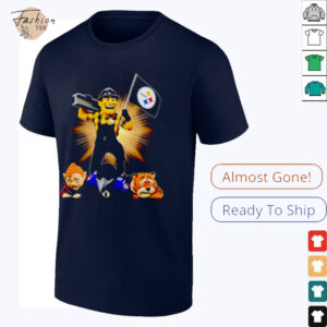 Pittsburgh Steelers mascot standing with flag shirt
