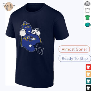 Snoopy And Woodstock Resting On Baltimore Ravens Helmet Shirt