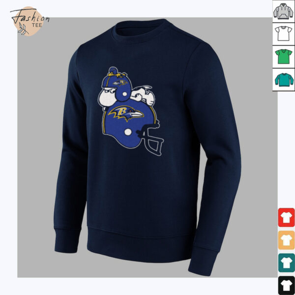 Snoopy And Woodstock Resting On Baltimore Ravens Helmet Shirt