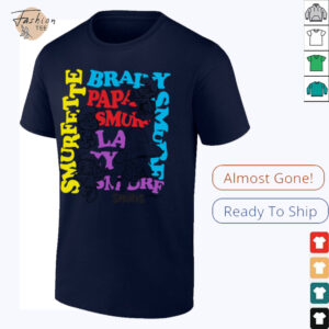 The Smurfs Character Outlines and Groovy Text Cartoon Shirt