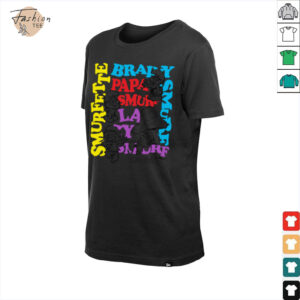The Smurfs Character Outlines and Groovy Text Cartoon Shirt
