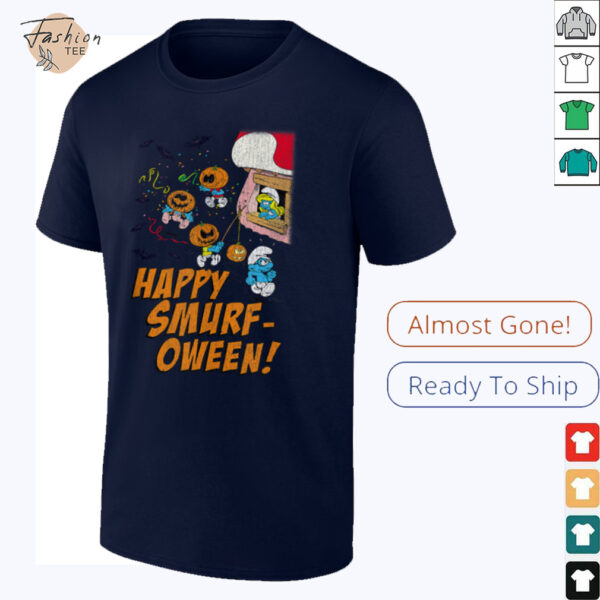 The Smurfs Happy Smurf oween Halloween Pumpkin Retro Cartoon Shirt
