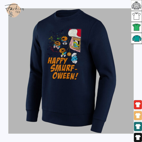 The Smurfs Happy Smurf oween Halloween Pumpkin Retro Cartoon Shirt