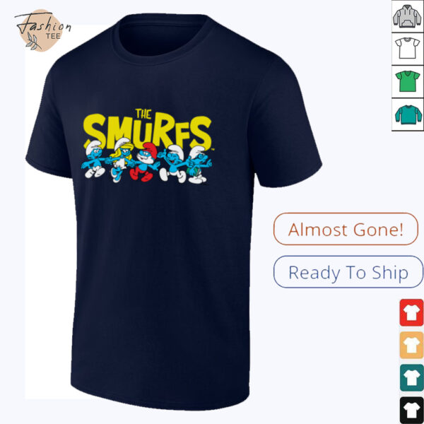 The Smurfs Logo with Smurfs Cast Retro Cartoon Shirt