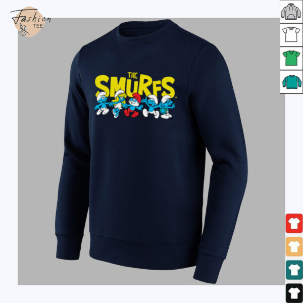 The Smurfs Logo with Smurfs Cast Retro Cartoon Shirt