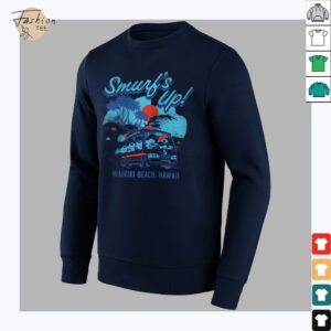 The Smurfs Smurf's Up Retro Waikiki Beach Van Travel Cartoon Raglan Shirt