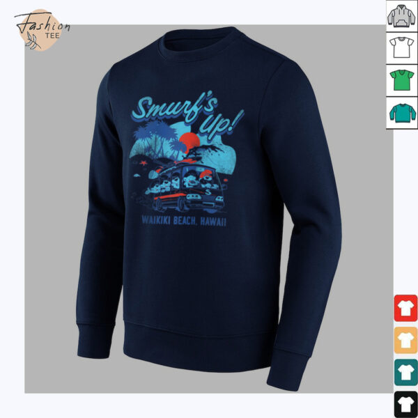 The Smurfs Smurf’s Up Retro Waikiki Beach Van Travel Cartoon Raglan Shirt