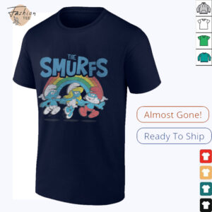 The Smurfs Vintage Rainbow With Characters Cartoon Shirt