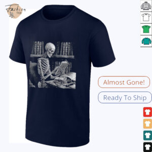 Womens Dark The Reader Skeleton Reading Book Bookworm Bookish V...