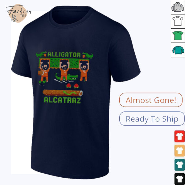 Alligator Alcatraz Trump’s Escape plan pixel art retro video game parody shirt